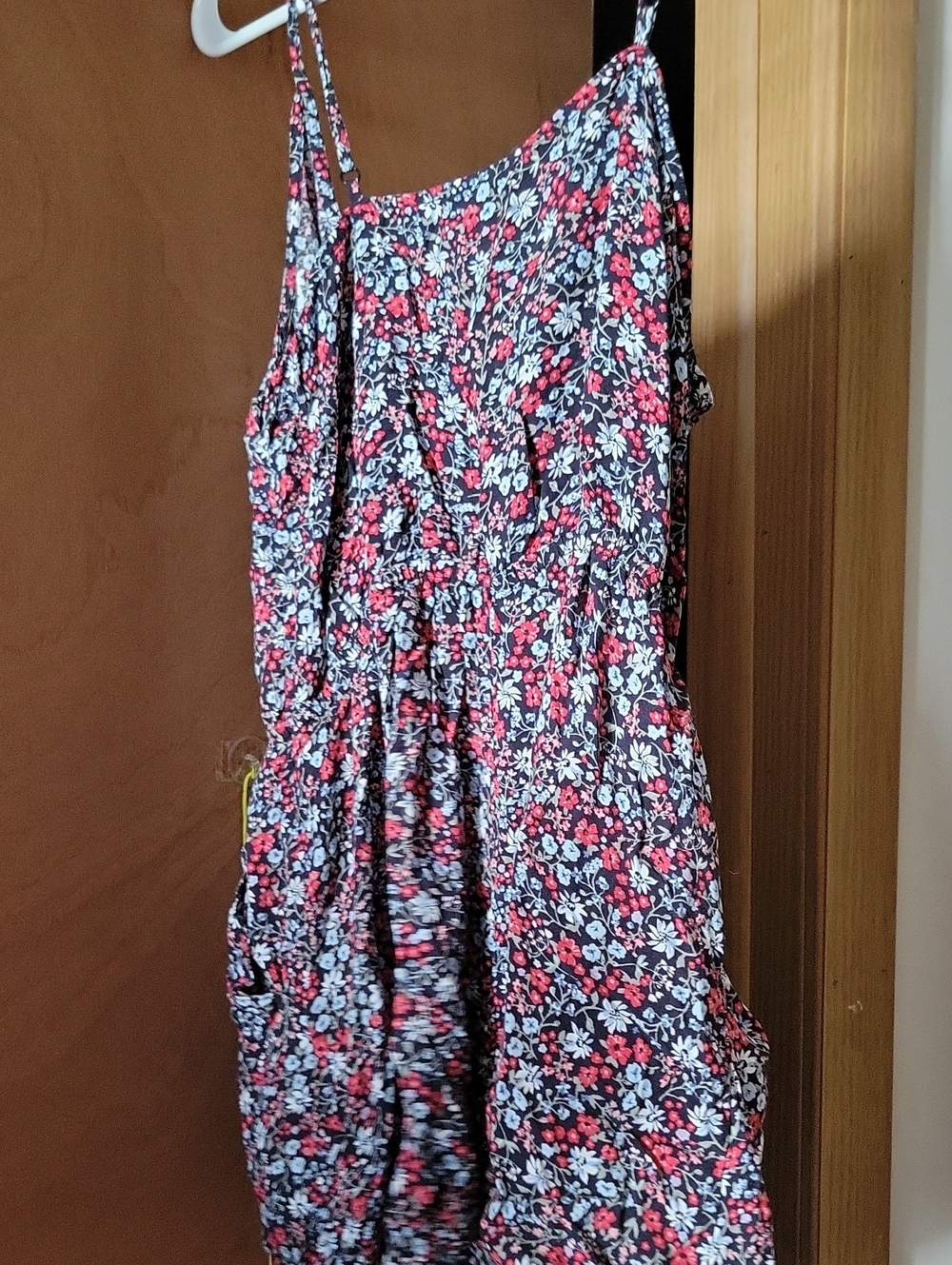H & M JUMPER Floral Spaghetti Strap Sundress in Navy with Pink and White Flowers